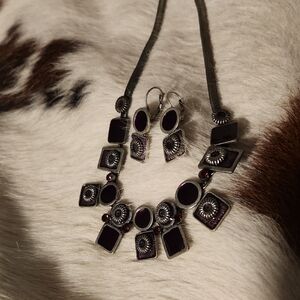 Elegant Purple And Silver Jewelry Set